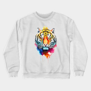 Tiger Wild Nature Animal Colors Paint Crewneck Sweatshirt